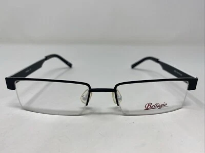 Bellagio B523 C01 53-18-138 黑/白金属半边眼镜框 G419 — 第 1/4 张图片