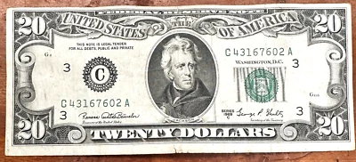 1969-C $20 with Fancy serial and cut is off - Image 1 of 2