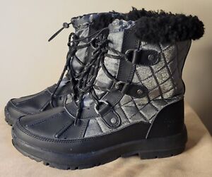 Bearpaw Womens Bethany Black/Gray Snow/waterproof Boots Outerwear Size 7