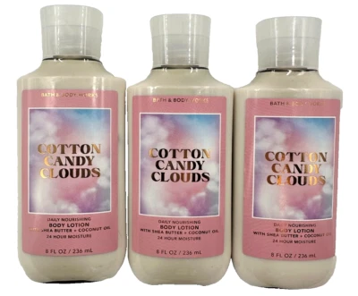 Bath & Body Works LOT 3 Cotton Candy Clouds Body Lotion 8 oz Shea Coconut Oil - Image 1 of 2