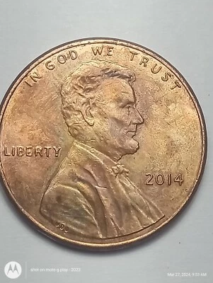 2014 P Die Clash/Alloy Mix,Mint Error Coin,Lincoln Mem.Cent Penny,Free Shipping! - Image 1 of 4