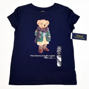 Girls Polo Ralph Lauren Navy Polo Bear T-Shirt. Size M/M 8-10 - Picture 1 of 3