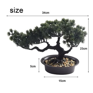 Decorative Artificial Realistic Plastic Desk Faux Bonsai Tree Potted Plant Pot - Picture 1 of 21