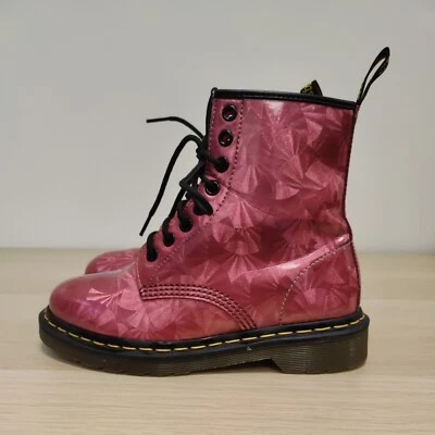 Dr Martens 1460 Pink Ruby Jewel Holographic Leather Boots Rare Size Uk 4 Eu 37 - Image 1 of 4