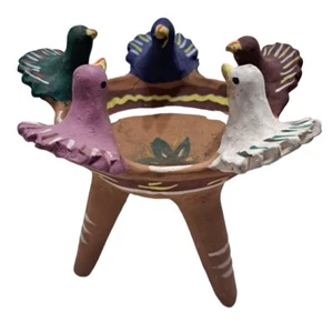 Bird Copalero Incense Burner Pottery Resin Tripod Cup Signed Irene A. - Bild 1 von 6