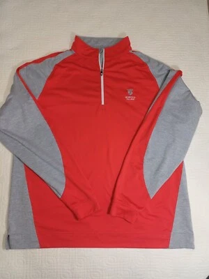 Jaqueta Pulôver FootJoy FJ Projoy Moletom Masculino Tamanho XL Vermelho Cinza - Imagem 1 de 4