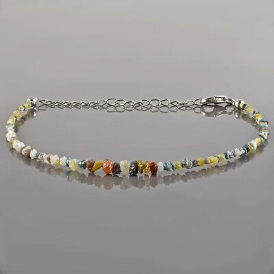 Natural Raw Rough Multicolor Diamond Beads Nuggets Chain Handmade Bracelet Gift - Image 1 of 4