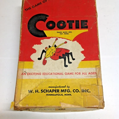 Juego Cootie Bug De Colección 1949 Patente Pendiente, Build A Bug Game Caja Original Antiguo Divertido Foto 1 de 4