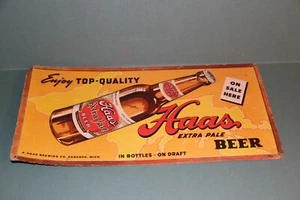 LETRERO DE CERVEZA HAAS EXTRA PÁLIDO AÑOS 40 BAR CLUB CARTÓN PUBLICIDAD 8" X 17"  - Imagen 1 de 2