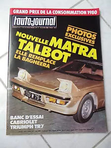 L'Auto-Journal 1980 n°11 Matra Bagheera Triumph TR7 Peugeot 604 Heuliez - Imagen 1 de 1
