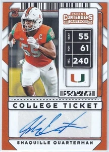 Biglietto 2020 Contenders Draft Picks #216 Shaquille Quarterman Auto College Miami - Foto 1 di 2