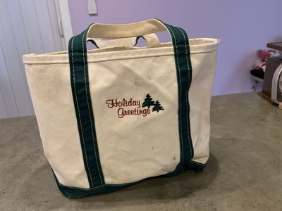 Vtg LL Bean Boat And Tote Made In USA Canvas Bag Holiday Greetings Rare! - Image 1 of 4