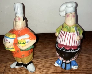 Tracy Flickinger CIC “Masters of the Grill” Salt & Pepper Shakers. Damaged- READ - Picture 1 of 7