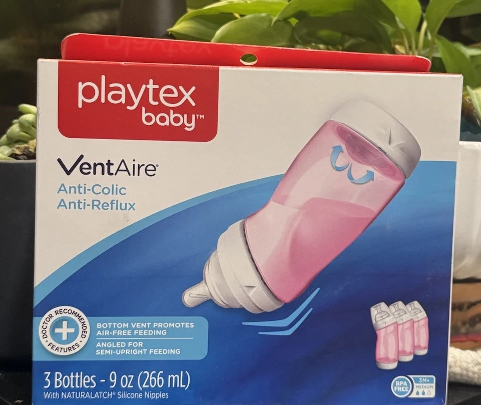 Playtex Baby Vent Aire Paquete de 3 Biberones Completos Tummy Comfort Baby Rosa 9 0z Foto 1 de 3
