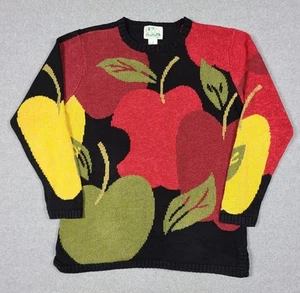 Vintage 90s Quacker Factory Apple Knit Sweater Women’s S Fall Orchard Pullover - Picture 1 of 9
