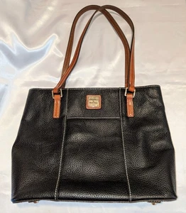 Borsa shopper Dooney & Bourke piccola Lexington in pelle ciottolata nera/marrone usata in ottime condizioni - Foto 1 di 13