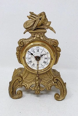 ANCIENNE PETITE PENDULETTE REVEIL REGULE DORE MVT E.D. - Photo 1/4