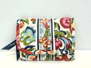 VERA BRADLEY Pink & Blue Floral Front Close Pocket Wallet - Picture 1 of 11