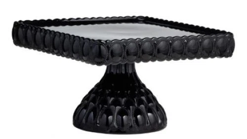 Cake Plate Pastry Tray Bakers Stand - Elizabeth Square Black Glass Mosser - image 1 of 1