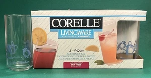 Vintage Corelle Glassware Tumblers 16oz In The Garden Design, Set of 8 1995, New - Picture 1 of 13