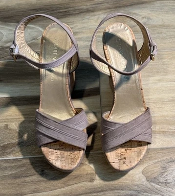 Tacones de plataforma Stuart Weitzman gris gamuza corcho - para mujer talla 10 ligeramente usados Foto 1 de 4