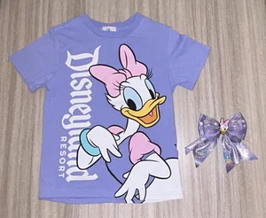 Disneyland Resort Girls Shirt And Bow 7/8 Daisy Duck LIGHTS UP purple Disney - Picture 1 of 8