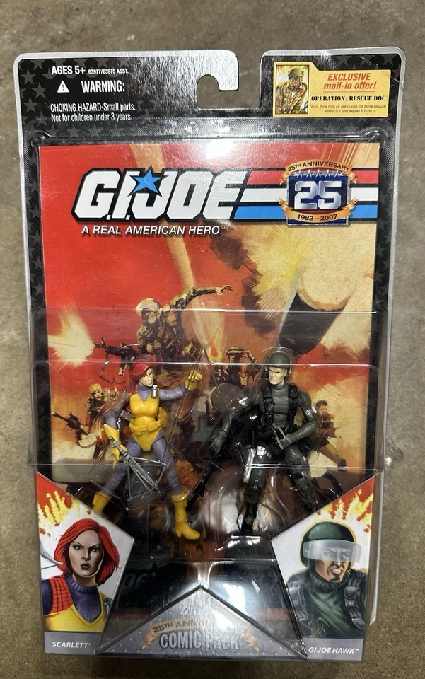G.I. Paquete de cómics Joe 25 aniversario Scarlett & G.I. Figuras de acción Joe Hawk NUEVAS Foto 1 de 2