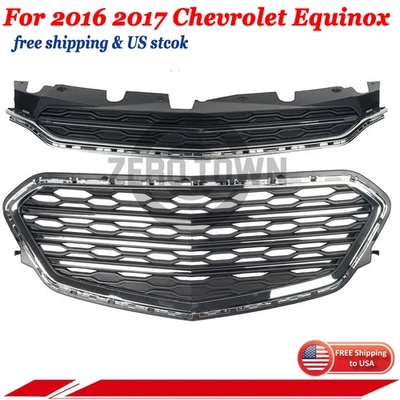 Set of 2 Upper & Lower Bumper Grille Chrome Fit 2016 2017 Chevrolet Equinox — 第 1/4 张图片