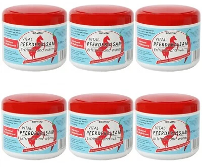 6 x Balsamo per Cavalli Bio-Vital Unguento per Cavalli 500ml Rinfresca e Riscalda con Estratto di Peperoncino - Immagine 1 di 2