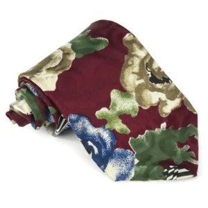 Corbata floral 100 % seda italiana granate multicolor 57,5X4 pulgadas Preferred Stock - Imagen 1 de 6
