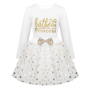 Toddler Girls Birthday Dress Party Princess Outfits Glittery Tutu Skirts Costume - Picture 1 of 17