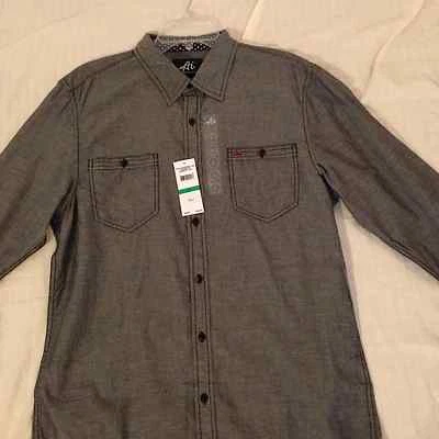Ai/American Idol: Men Long Sleeve Button Front Shirt: Gray, S,M,L,XL,XXL - Image 1 of 4