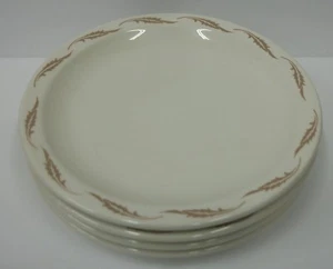 4 Vintage Homer Laughlin 8.75" Restaurant Ware Plates Brown Taupe Leaves - Picture 1 of 3