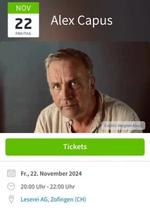 Alex Capus, Lesung, 22.11.24, Zofingen (CH), Preis für 2 Karten - Bild 1 von 2