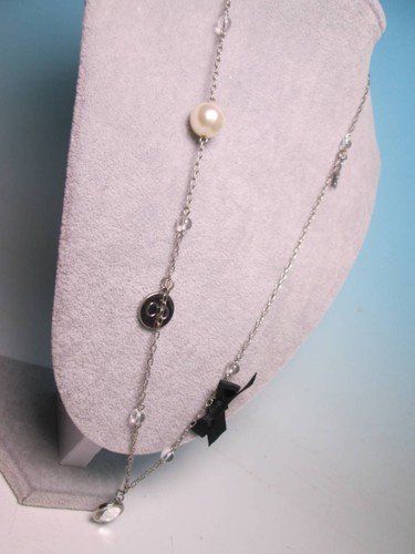 Collana lunga Christian Dior disegno nastro e cristallo lunghezza 70 cm autentica