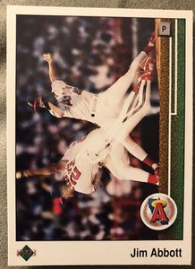 1989 Upper Deck Jim Abbott Card #755 Angels Pitcher High Number Mid-Grade