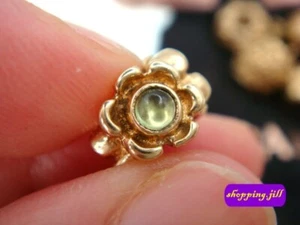 AUTH Pandora Green Peridot Stones Flower 14ct Gold Spacer Charm 750343PE (#297) - Picture 1 of 10