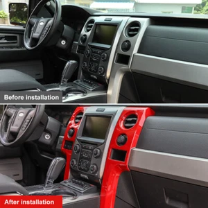 for Ford F150 09-14 Central Control Covers Dashboard Frame Accessories Trim Red - Picture 1 of 9