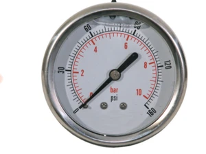 Buyers Products HPGS100 - SILICONE FILLED PRESSURE GAUGE - STEM MOUNT 0-100 PSI - Picture 1 of 1