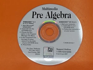 ⭐️⭐️⭐️⭐️⭐️ Pro One Software Multimedia Pre Algebra Windows 95/3.1/3.11 Disc Only - Picture 1 of 3