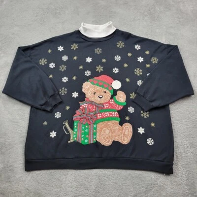 Sudadera Cascanueces Vintage Mujer 22W Negra Cuello Alto Feo Navidad Suéter Foto 1 de 4