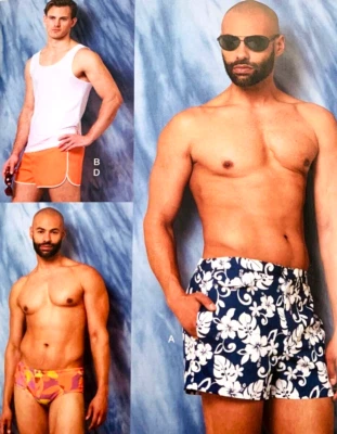 Vogue Uncut Pattern V1897 Men's Summer Swimsuit Tank Top Shorts Size XL-XXL-XXXL - Image 1 of 3