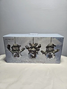 Towle Set Of 3 Christmas Pewter Snowglobe Ornaments In Original Box - Picture 1 of 14