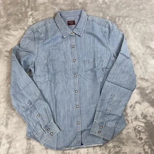 Untuckit Women's 6 Shirt Alleanza Blue Denim Long Sleeve Pockets Button Up Top - Picture 1 of 6