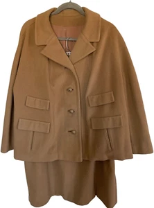 Vintage 100% Cashmere 2 Piece Suit Long Sleeve Oversized Camel - Picture 1 of 23