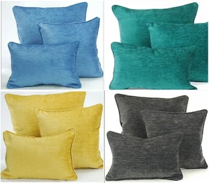 Plain Piped Cushion Cover Kensington Chenille Collection British Made 3 Sizes - Picture 1 of 17