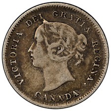 Canada 1886 Small 6 5 Cents Silver Coin - Fine