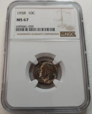 1958 Roosevelt Dime 10C NGC MS67 #6305661-020 Cover
