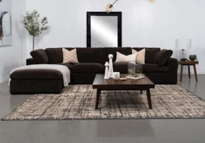 5 PC DK BROWN VELVETY FABRIC MODULAR SOFA SECTIONAL LIVINGROOM FURNITURE - Picture 1 of 7
