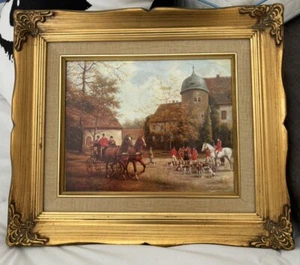 Vintage Baroque Style Gold Wood/Resin Frame With Dutch Print 15” X 12.5” - Picture 1 of 10